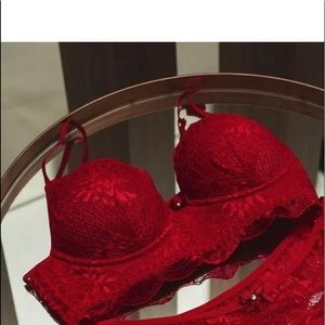 NWT ❤️Brazilian Style Gorgeous Sexy Hot Red Lace Padded  Bra L PERFECT4VALENTINE